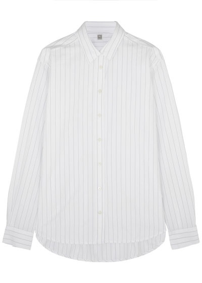 Totême Striped Cotton-poplin Shirt In White