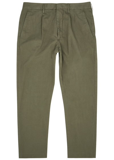Nn07 Bill 1449 Slim-fit Pleated Organic Cotton-blend Ripstop Trousers In Green
