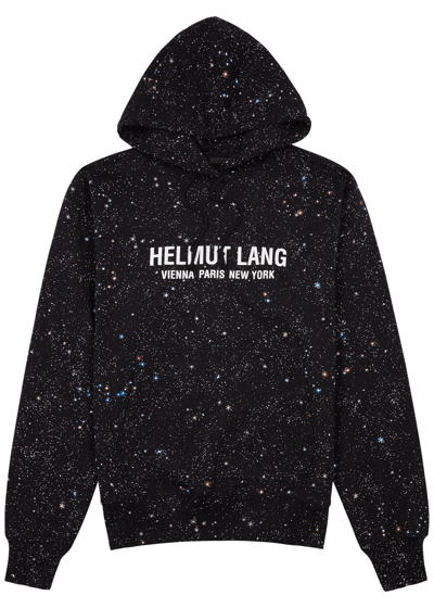 Helmut Lang Outer Space Printed Hooded Cotton Sweatshirt In Black