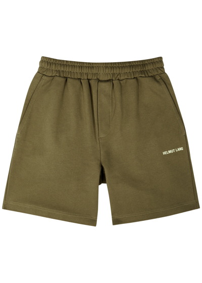 Helmut Lang Outer Space Logo Cotton Shorts In Olive