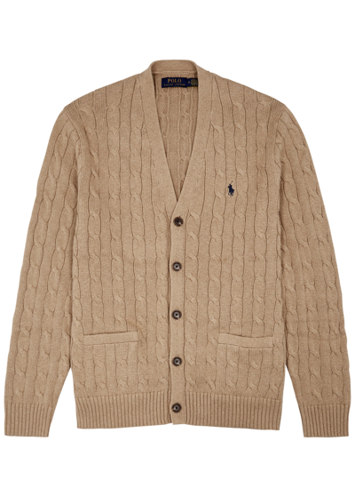 Polo Ralph Lauren Cable-knit Cotton Cardigan In Brown