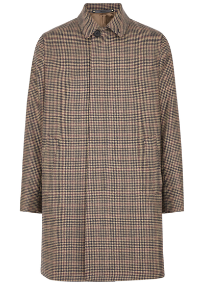 Paul Smith Houndstooth Wool Coat In Brown