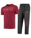 Concepts Sport Men's  Heathered Charcoal, Maroon Distressed Virginia Tech Hokies Meter T-shirt And Pa In Heathered Charcoal,maroon
