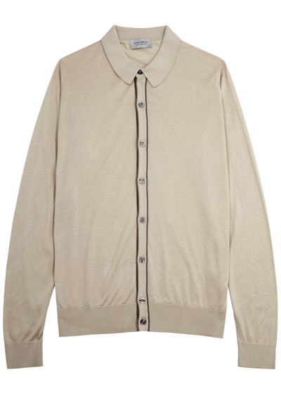 John Smedley Shadow Knitted Cotton Shirt In Beige