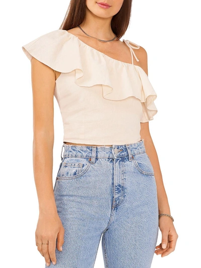 1.state Womens Linen Blend Cropped Blouse In Beige