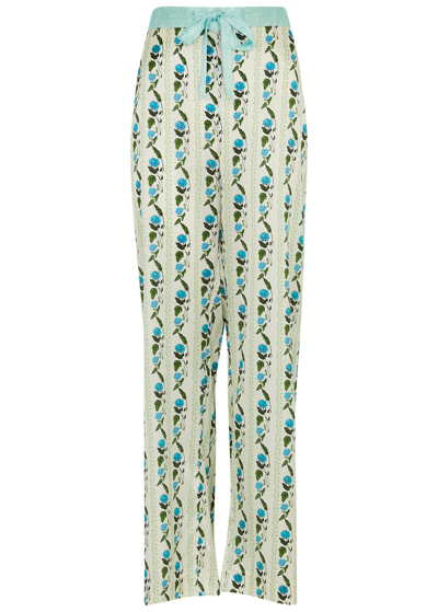 Jessica Russell Flint Rosewood Silk-satin Pyjama Trousers In Green