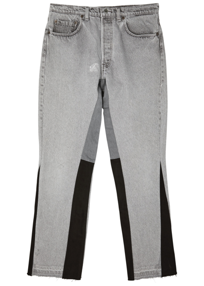 Jeanius Bar Atelier Panelled Flared Jeans In Light Grey