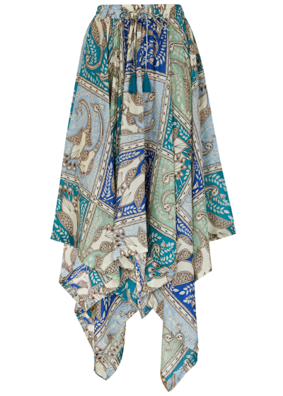 Hannah Artwear Delila Printed Silk Midi Skirt In Multicoloured