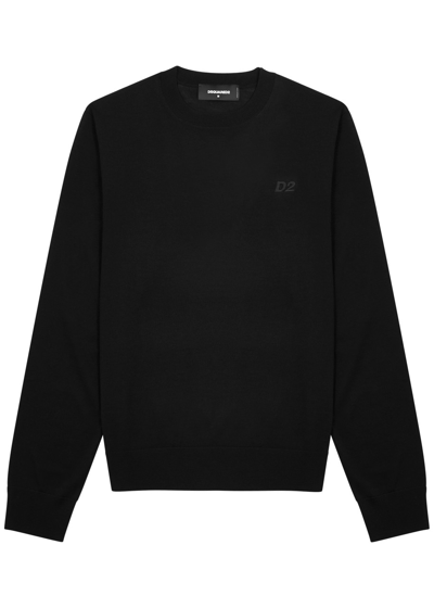 Dsquared2 Logo-embroidered Wool Jumper In Black