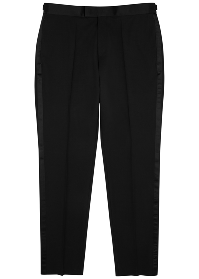 Hugo Boss Boss Slim-leg Stretch-wool Tuxedo Trousers In Black