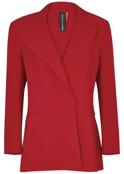 Norma Kamali Double-breasted Stretch-jersey Blazer In Red