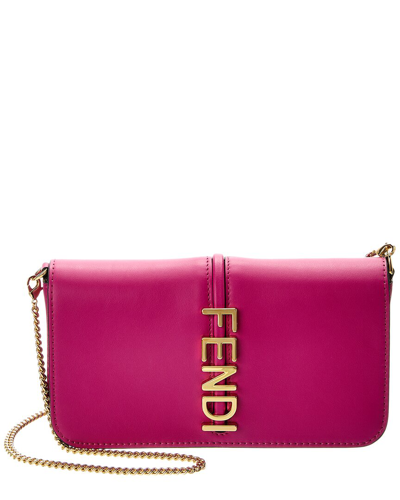 Fendi Graphy Leather Wallet On Chain In Pink