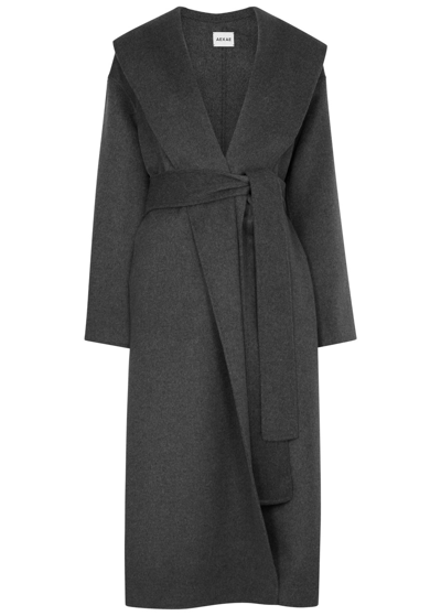 Aexae Wool-blend Wrap Coat In Grey