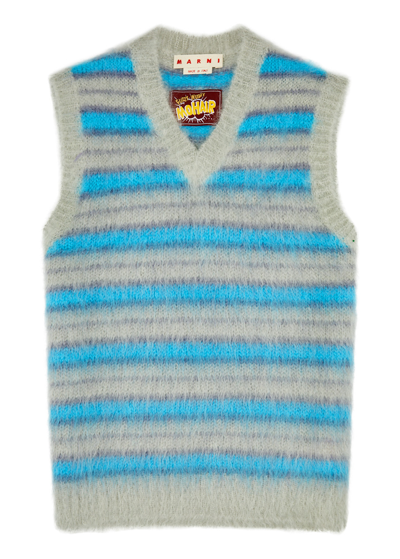 Marni Iconic Brushed Mohair Blend Knit Vest In Titanium