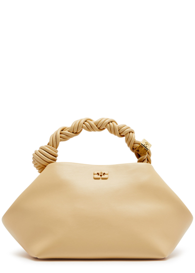 Ganni Bou Small Leather Top Handle Bag In Cream