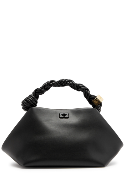 Ganni Bou Small Leather Top Handle Bag In Black