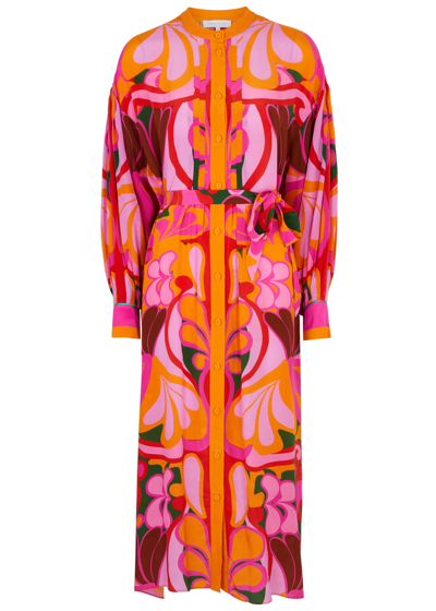 Borgo De Nor Camilla Printed Satin Midi Dress In Multicoloured