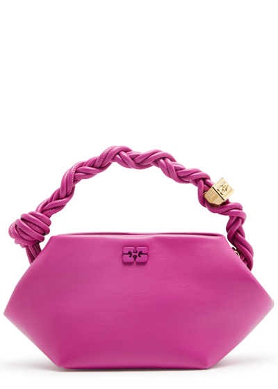 Ganni Bou Mini Leather Top Handle Bag In Bright Pink