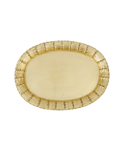 VIETRI FLORENTINE WOODEN ACCESSORIES BASKETWEAVE LARGE OVAL TRAY