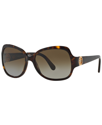 Tory Burch Polarized Sunglasses , Ty7059 In Tortoise,brown Grad Pol
