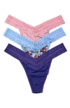 Hanky Panky Assorted Thongs In Lavt/ Chtw/ Epur