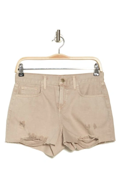 L'agence Distressed Nonstretch Denim Cutoff Shorts In Biscuit Destruct