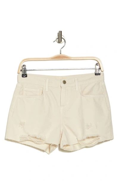 L'agence Distressed Nonstretch Denim Cutoff Shorts In Vintage White Destruct