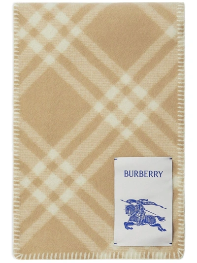 Burberry Check Wool Scarf In Light Archive Beige