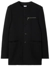 Burberry Collarless Tailored Wool Jacket In Black