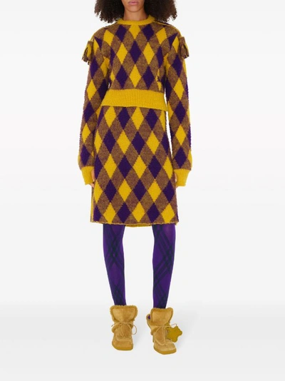 Burberry Argyle Pattern Wool Skirt In Multicolour