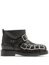 Burberry Buckled Leather Ankle Boots In Black