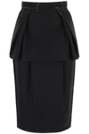 Maison Margiela Layered Pleated Canvas And Silk-satin Midi Skirt In Black