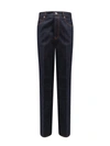 Ferragamo Men Five Pockets Jeans With Logo Tag In Blue