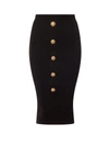 Balmain High Waist Five Button See Through Knit Midi Skirt
