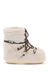 Moon Boot Icon Low Embellished Faux-fur And Suede-trimmed Shell Snow Boots In White