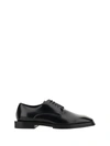 Alexander Mcqueen Logo-plaque Leather Derby Shoes In Black/silver