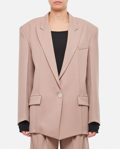 Attico Glen Gabardine Single Breasted Blazer In Beige