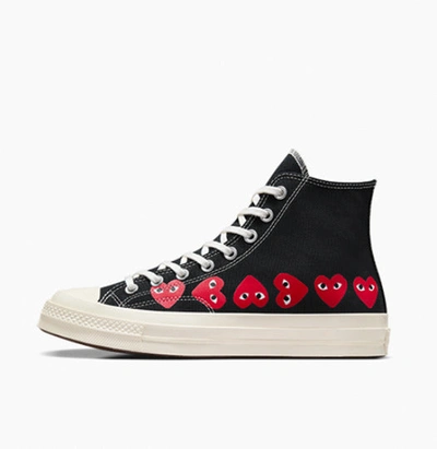 Comme Des Garçons Play X Converse Multi Heart Chuck 70 High Top Trainers In Black