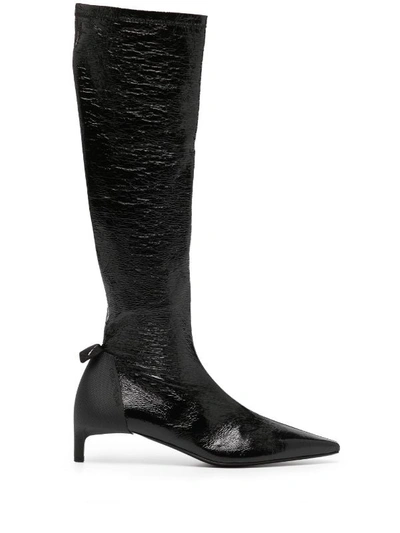 Courrèges Ac Charm Stretch Vinyl Boots In 9999 Black