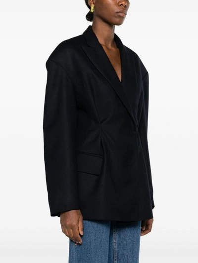 Dries Van Noten Women Luxurious Wool Flannel From Lovat Mill Jacket In Navy