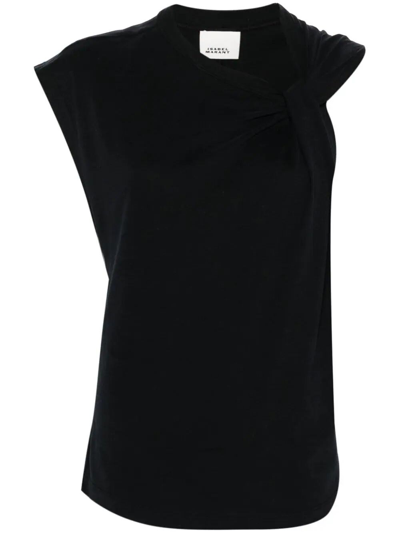 Isabel Marant Asymmetric Organic Cotton T-shirt In Black