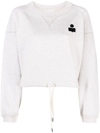 Isabel Marant Étoile Margo Cropped Drawstring Sweatshirt In Beige