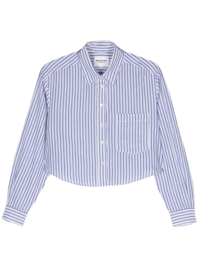 Isabel Marant Étoile Striped Cropped Shirt In Blue