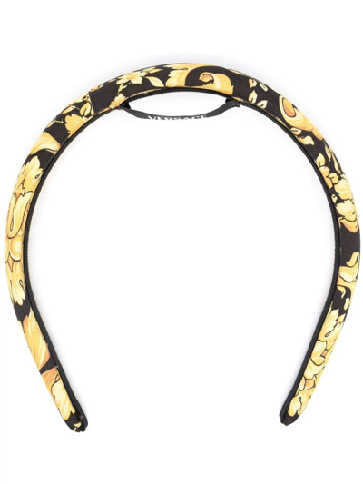 Versace Barocco Print Headband In Black