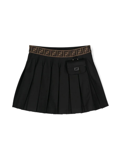 Fendi Kids' Pleated Skirt In Black