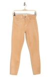 L Agence Margot Coated Crop Jeans In Beige/ White Coat Contrast