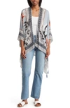 Vince Camuto Tropical Blooms Ruana In Chambray