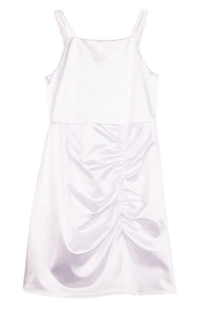 Zunie Kids' Satin Ruched Bow Dress In White