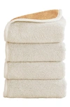 Woven & Weft 4-pack Two-tone Cotton Towels In Ivory / Ochre