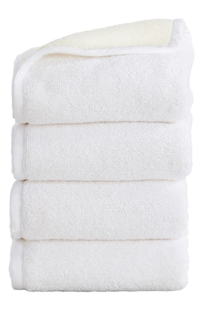 Woven & Weft 4-pack Two-tone Cotton Towels In White / Ivory